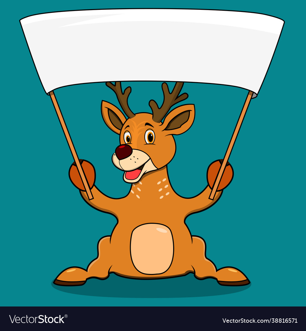 Character deer with big blank banner Royalty Free Vector