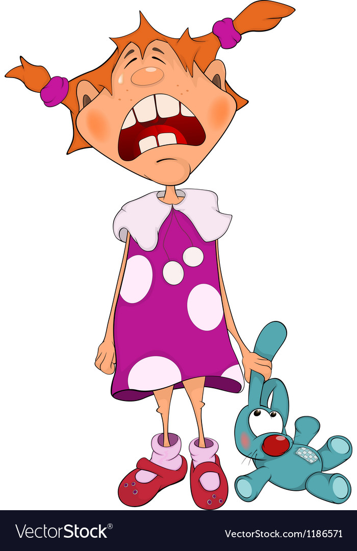 Crybaby the girl and toy rabbit Royalty Free Vector Image