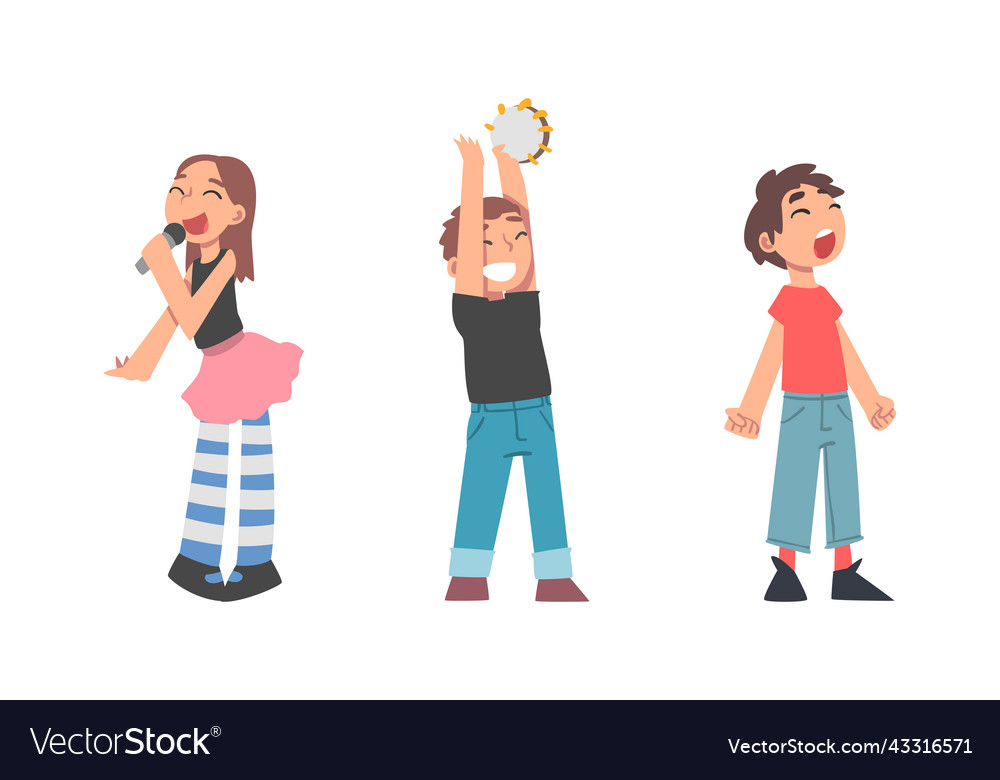 Cute Little Children Playing Ukulele Maracas Vector Image