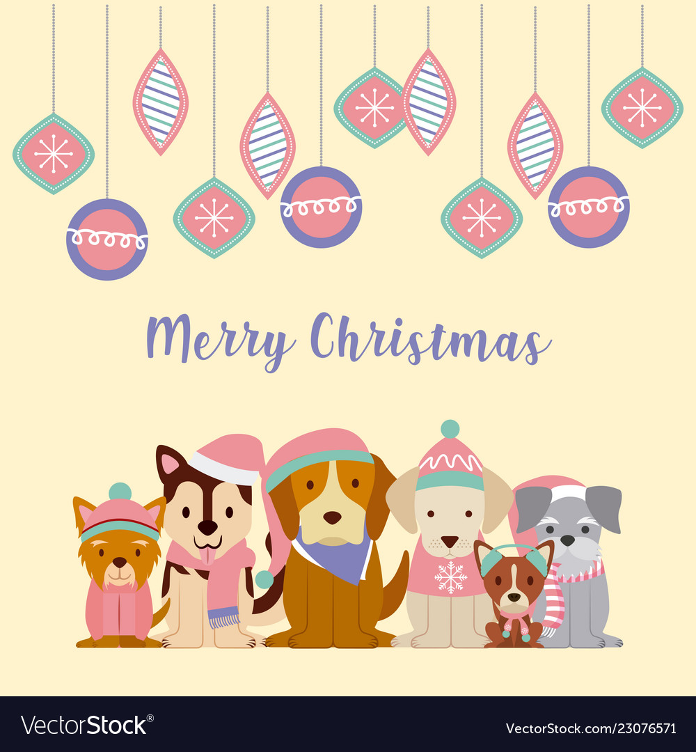 Dog merry christmas card Royalty Free Vector Image