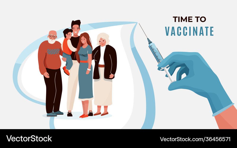 Family vaccination concept banner Royalty Free Vector Image