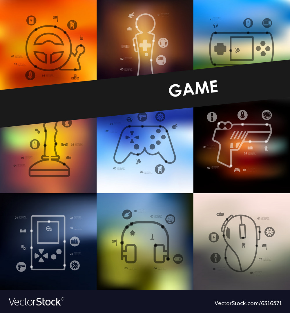 Gaming timeline infographics with blurred Vector Image