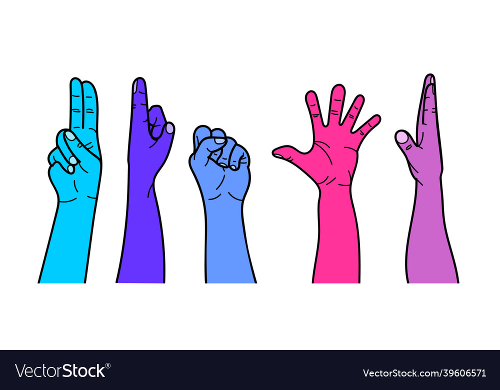 Hands with different gestures vector image Hands with different gestures