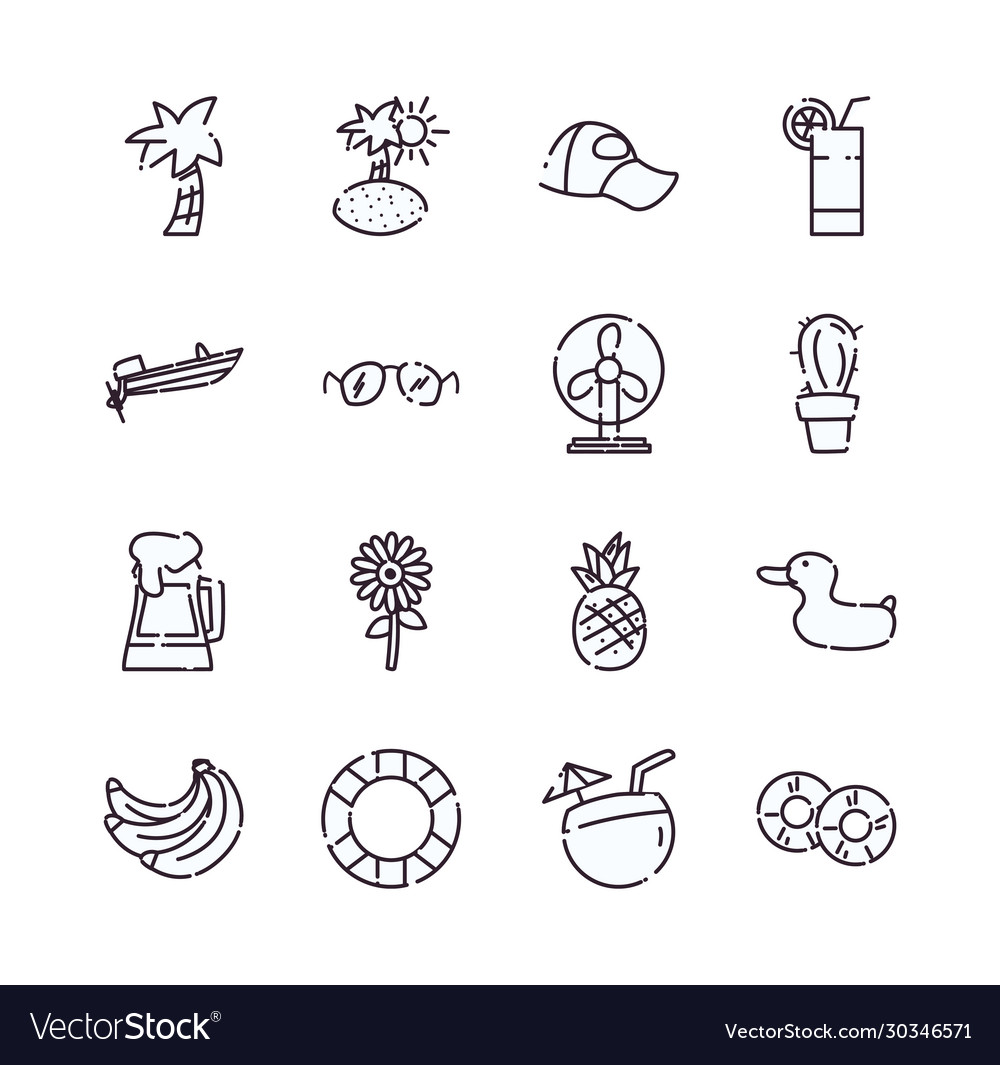 Isolated summer line style icon set design vector image Isolated summer line style icon set design
