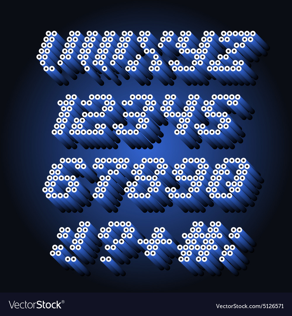Lightbulb alphabet font and numbers