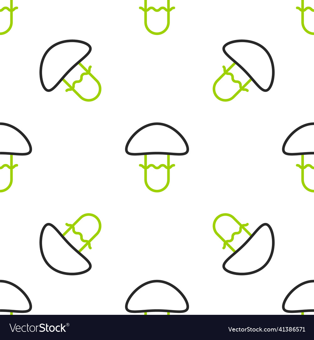 Line mushroom icon isolated seamless pattern