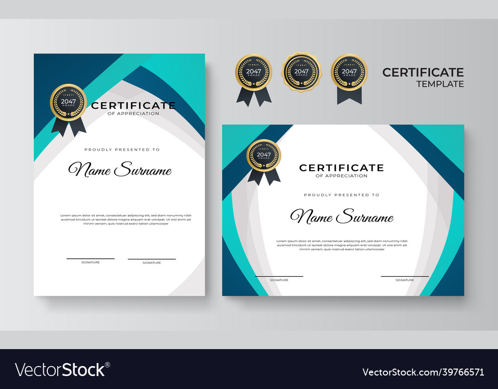 Minimal blue geometric certificate template design