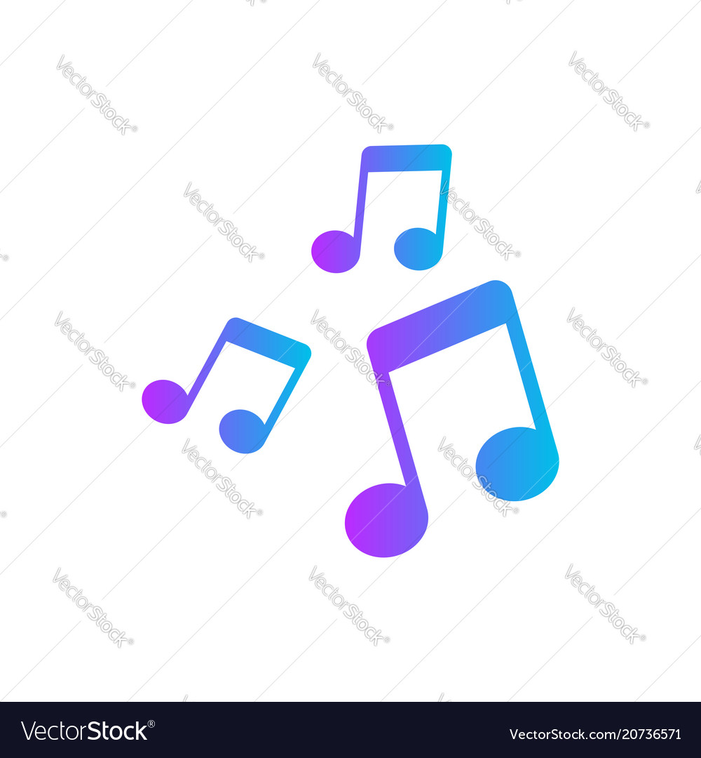 Music note icon in flat style sound media