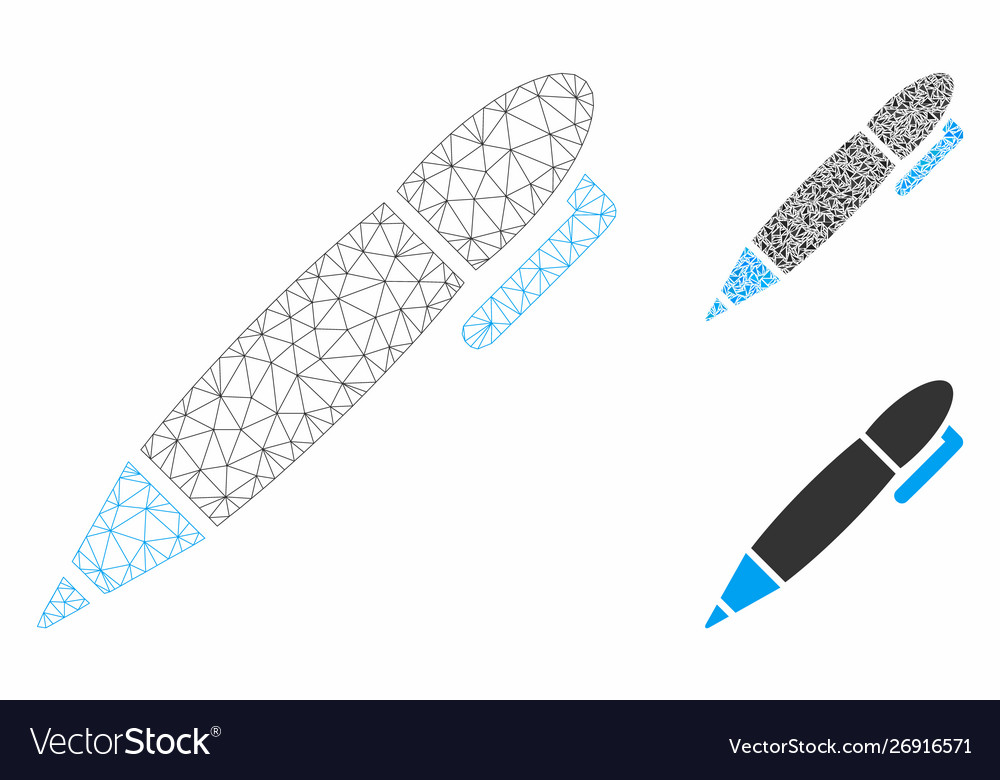 Pen mesh network model and triangle mosaic vector image Pen mesh network model and triangle mosaic