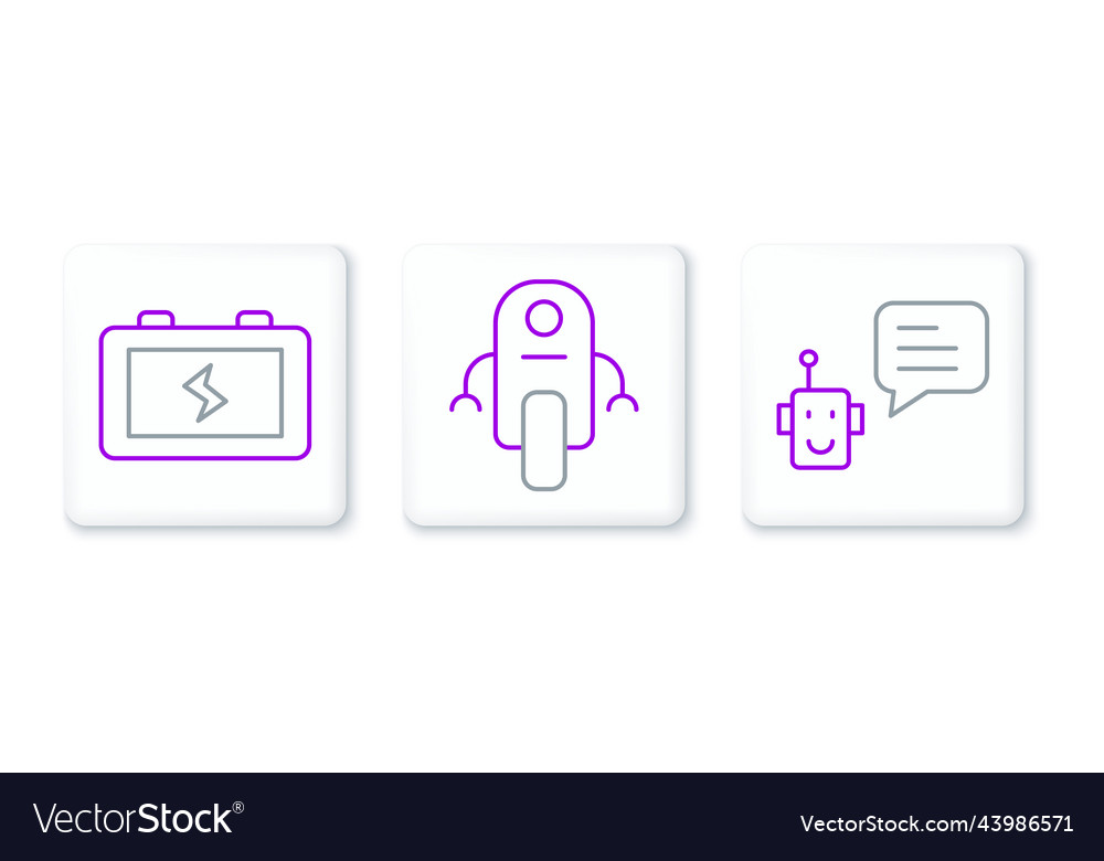 Set line bot battery and robot icon vector image Set line bot battery and robot icon