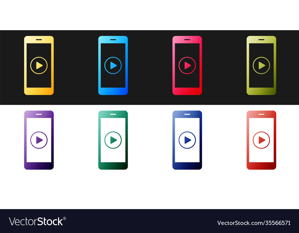 Set smartphone with play button on screen icon