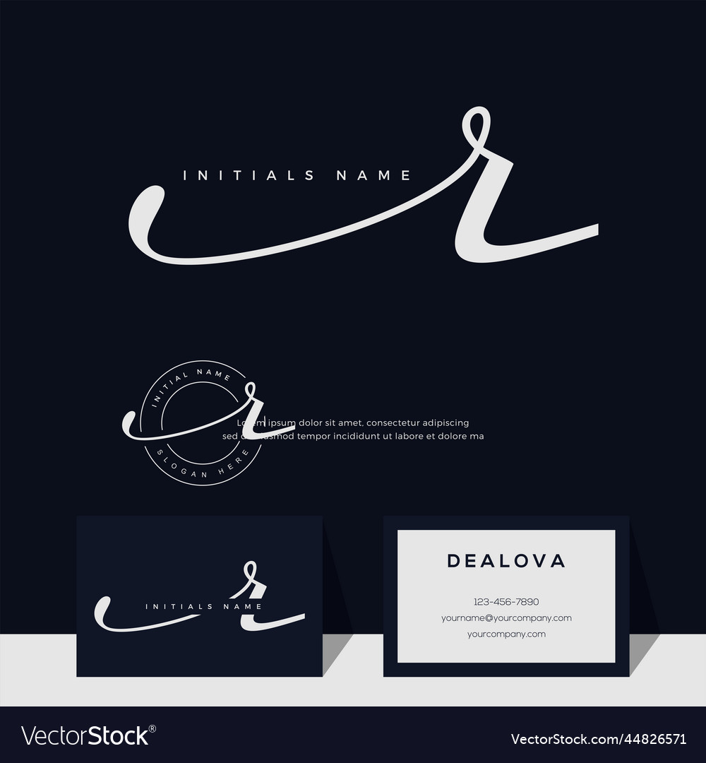 Simple elegant initial handwriting letter r vector image Simple elegant initial handwriting letter r