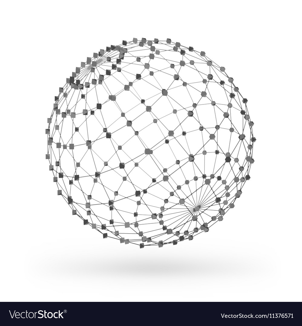 Wireframe polygonal geometric element sphere