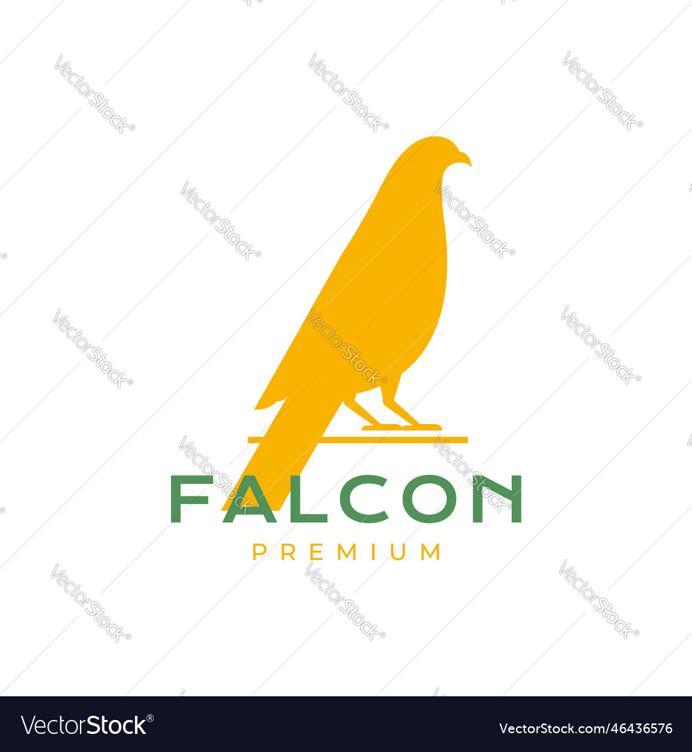 Animal Bird Falcon Perched Long Tail Looking Prey Vector Image