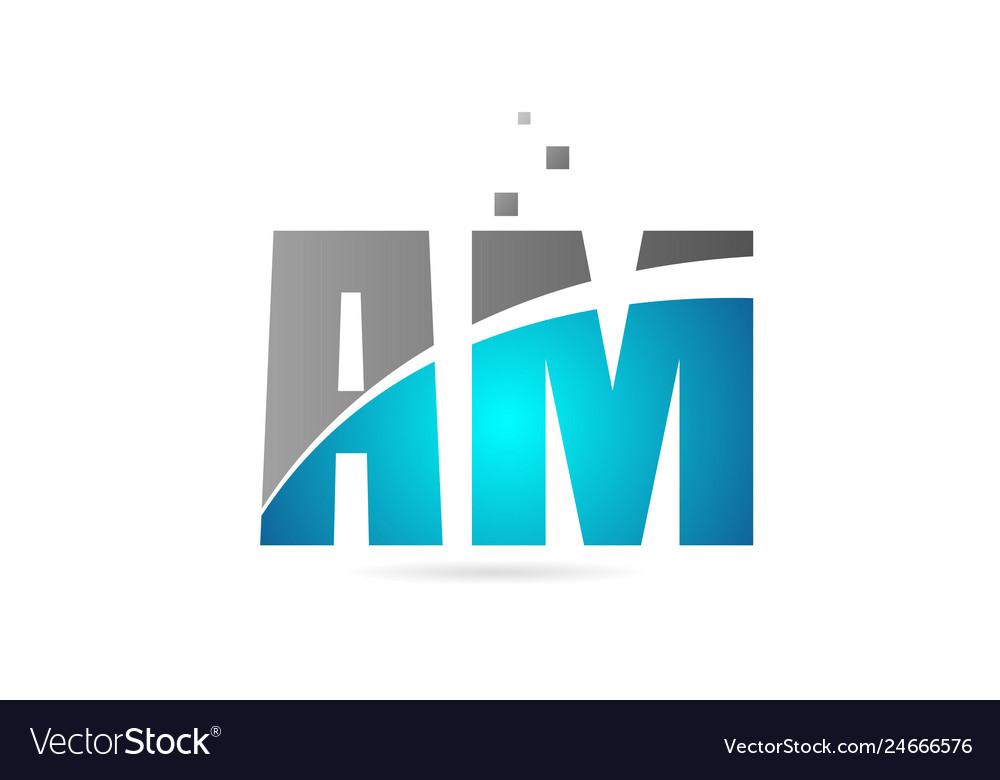 Blue grey alphabet letter combination am a m Vector Image