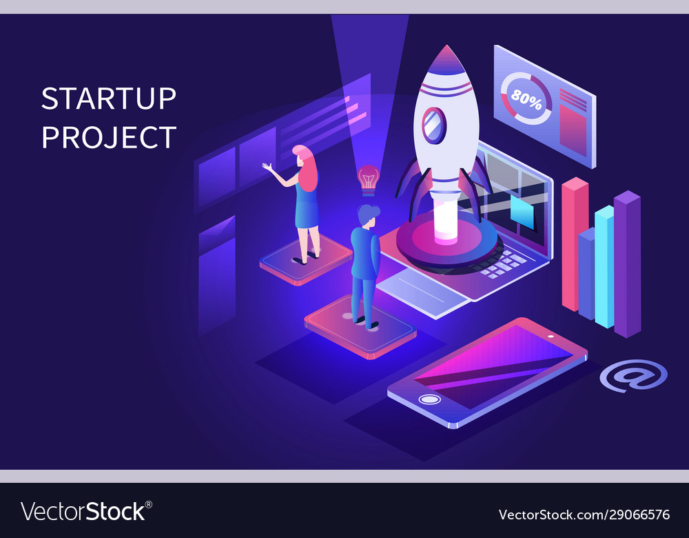 Business startup landing page or banner design vector image Business startup landing page or banner design