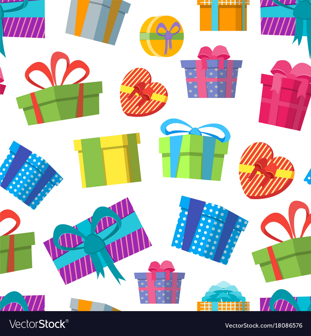 Cartoon color gift boxes background pattern Vector Image