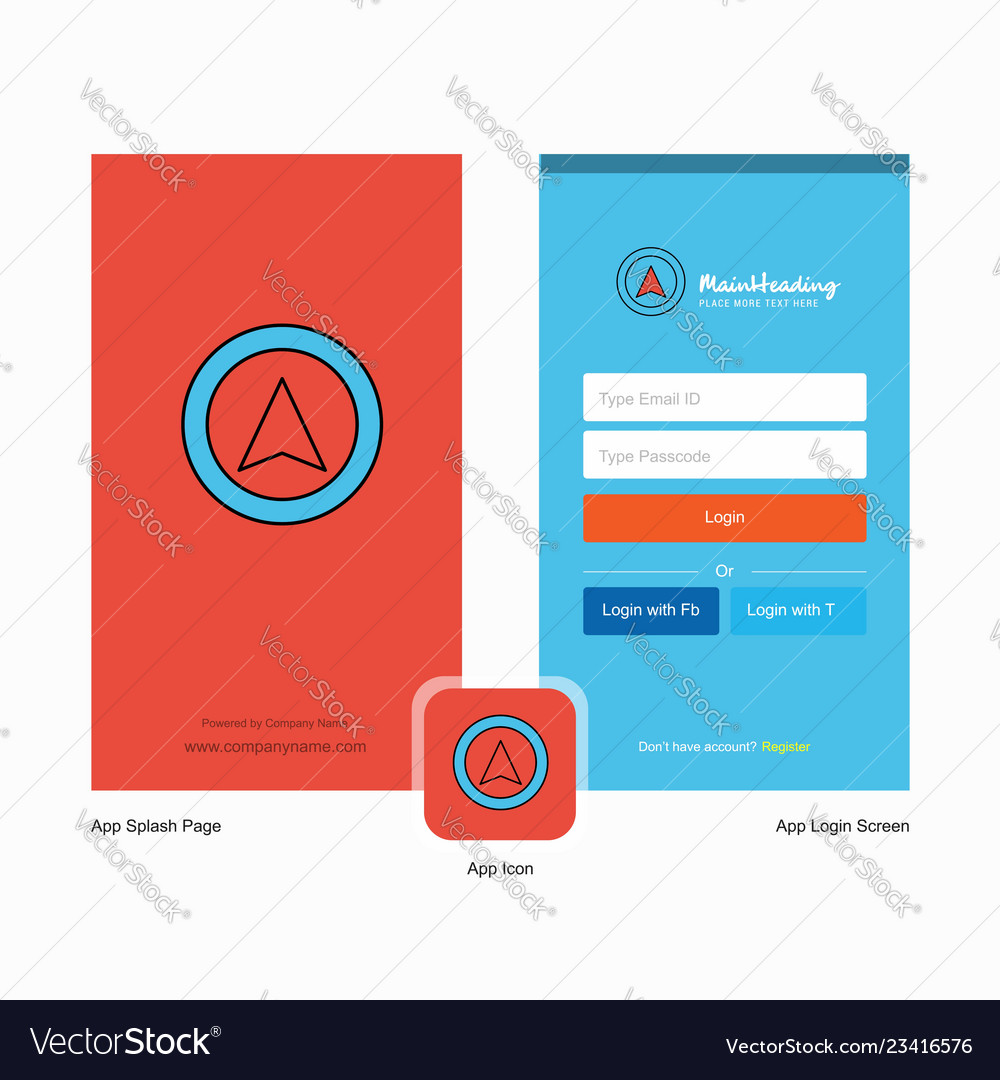 Company map pointer splash screen and login page Vector Image Company map pointer splash screen and login page