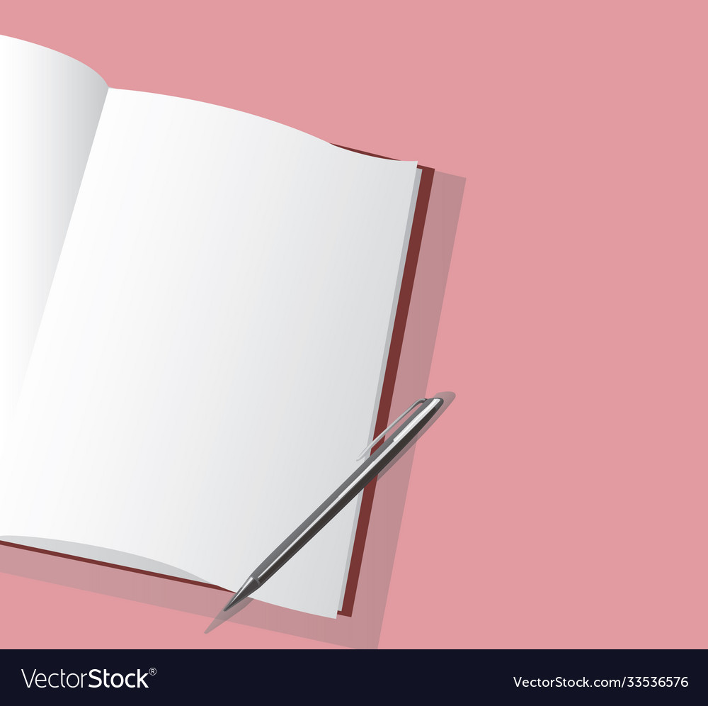 Empty notebook and pen vector image Empty notebook and pen