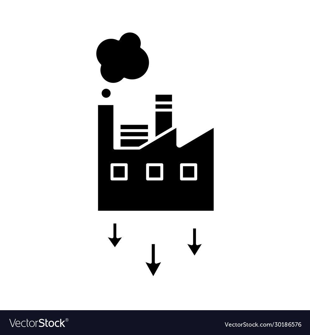 Factory building with arrows down flat style Vector Image Factory building with arrows down flat style