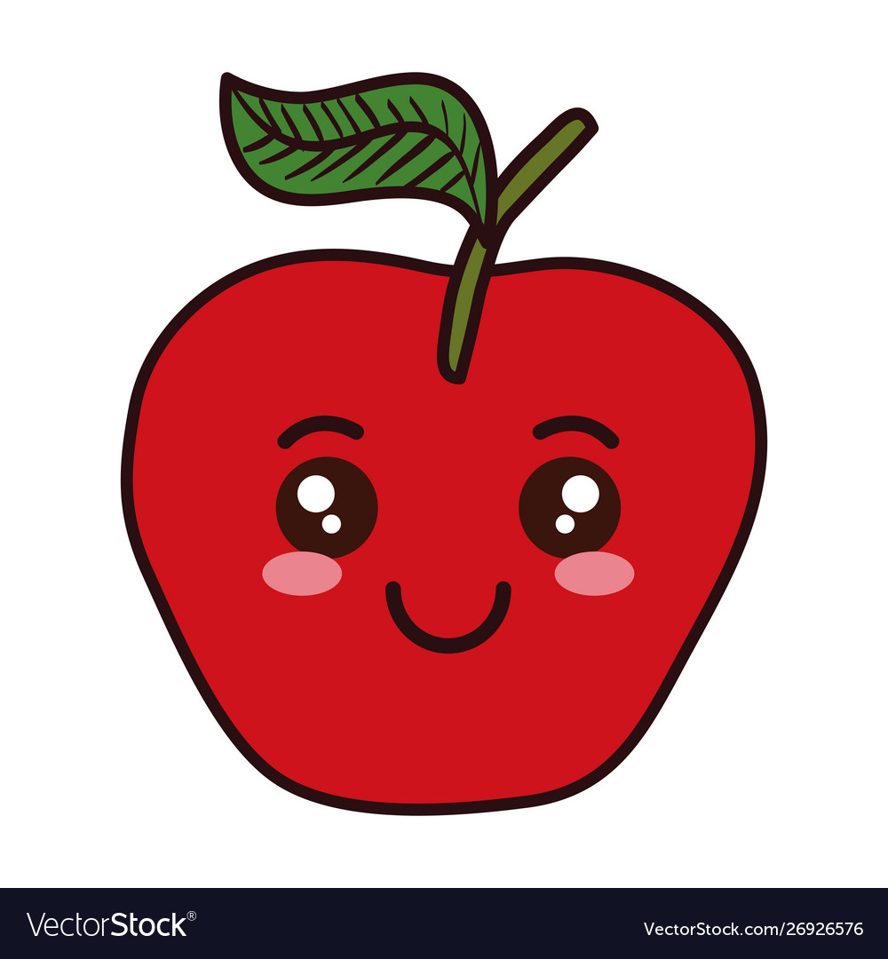 Fresh apple fruit kawaii character Royalty Free Vector Image