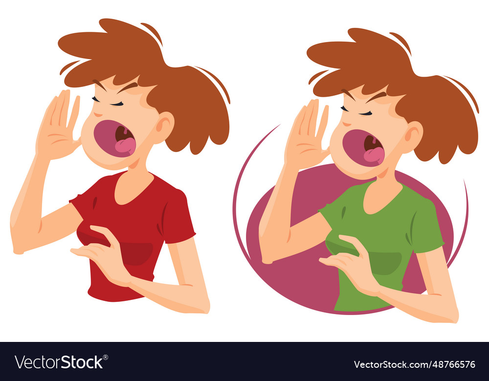 Girl screams loudly young woman shout Royalty Free Vector