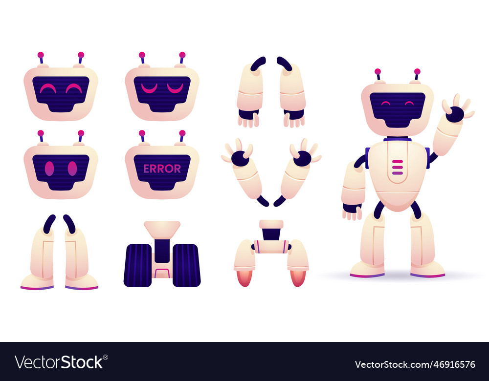 Gradient robot character constructor vector image Gradient robot character constructor