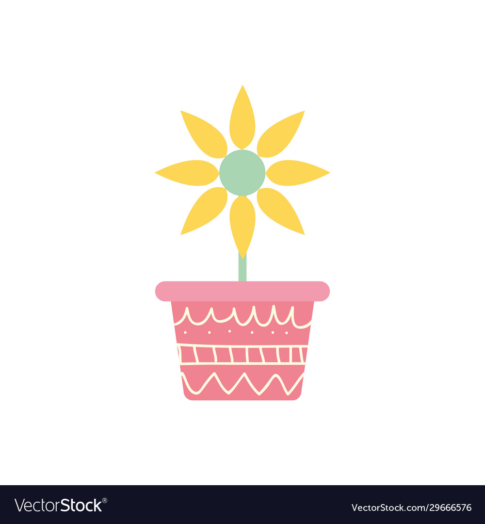 Isolated flower inside pot block gradient style