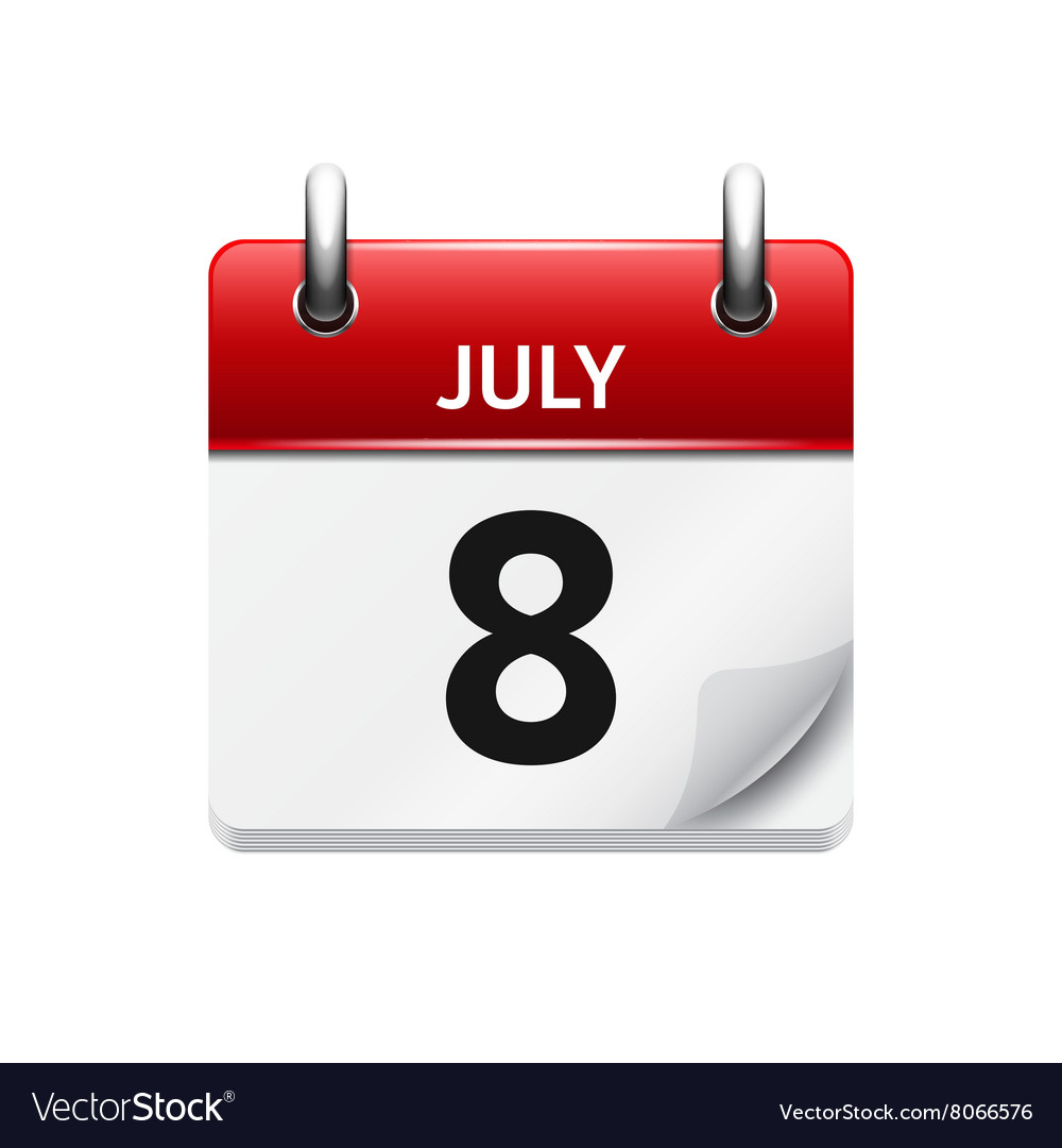 July 8 flat daily calendar icon date Royalty Free Vector