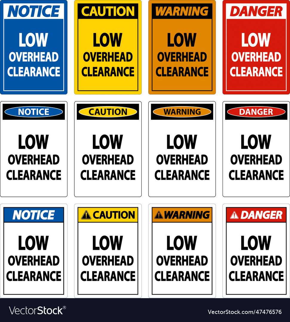 Low overhead clearance sign on white background Vector Image