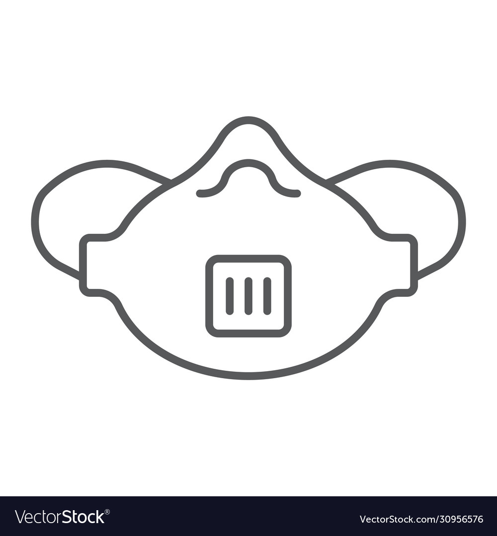 Medical respirator mask thin line icon Royalty Free Vector