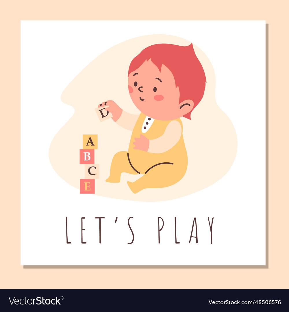 Poster or card with cute child play toy blocks