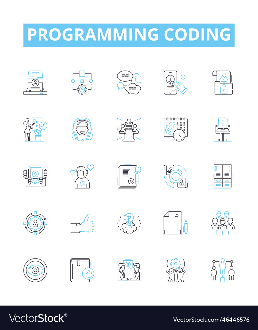 Programming coding line icons set vector image Programming coding line icons set