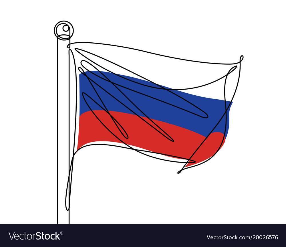 Russian flag continuous line Royalty Free Vector Image