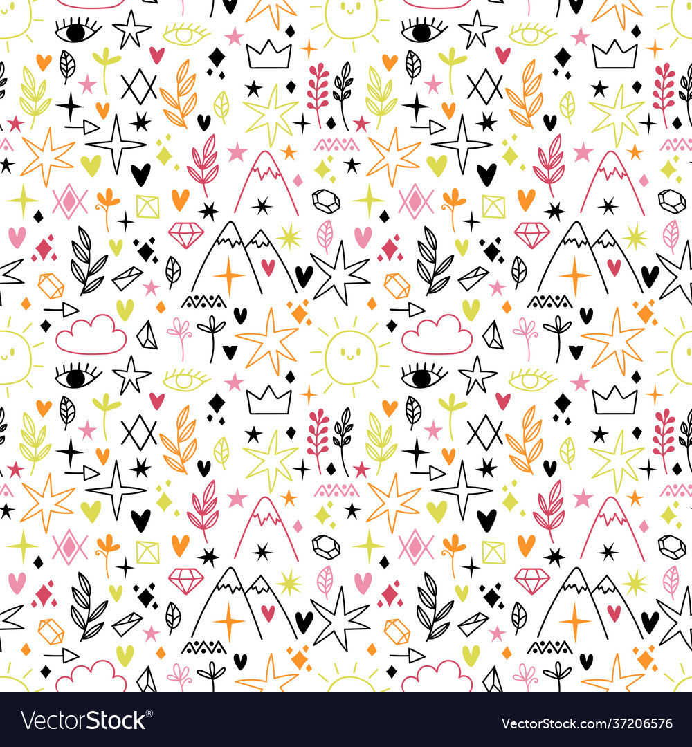 Seamless pattern with sketch design elements Vector Image Seamless pattern with sketch design elements