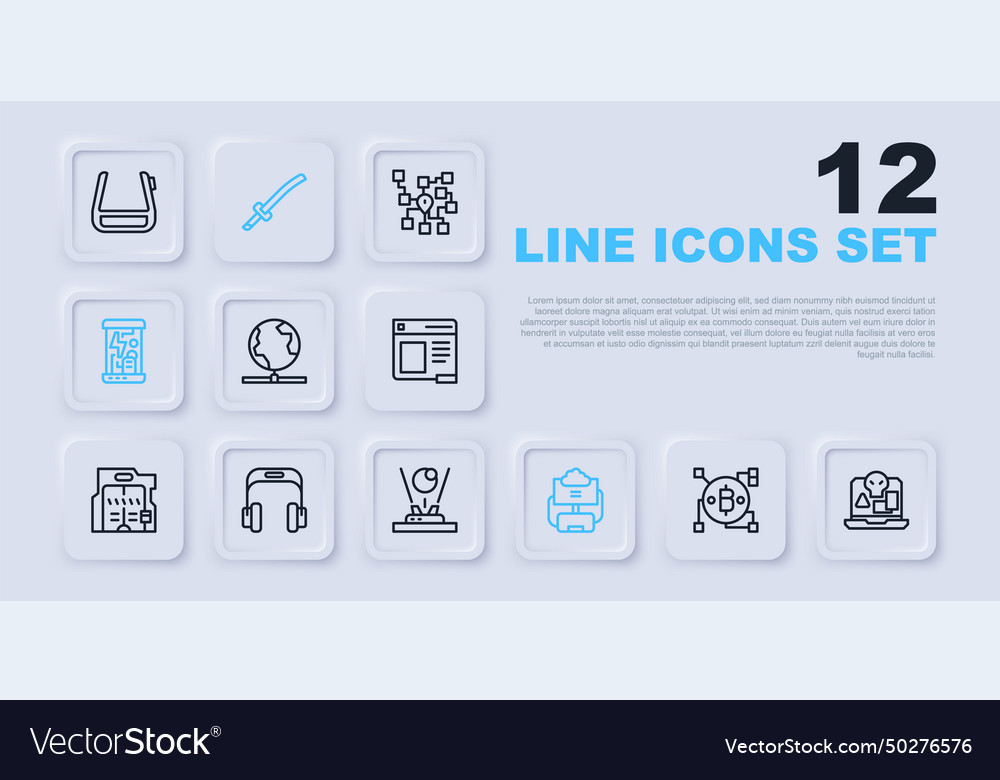 Set line blockchain technology bitcoin internet Vector Image Set line blockchain technology bitcoin internet