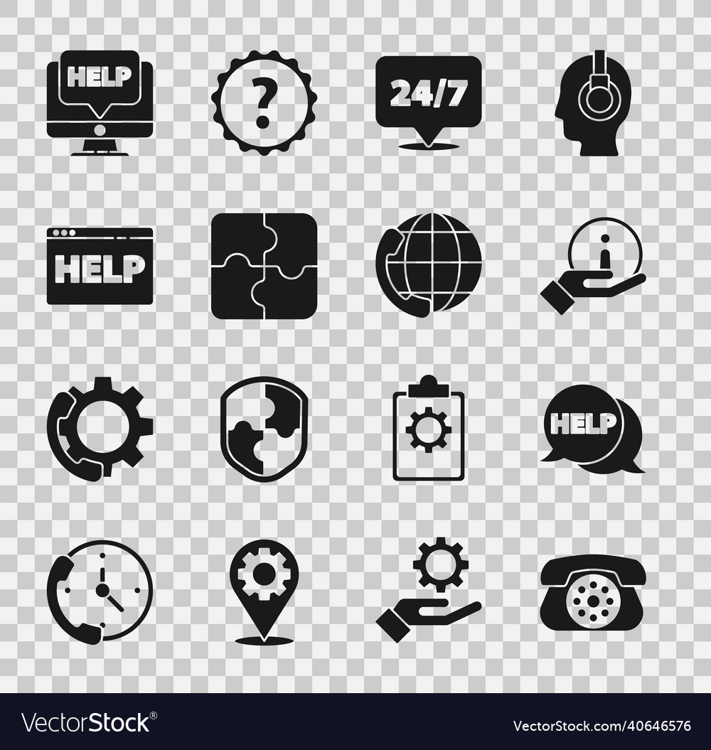 Set telephone speech bubble with text help vector image Set telephone speech bubble with text help