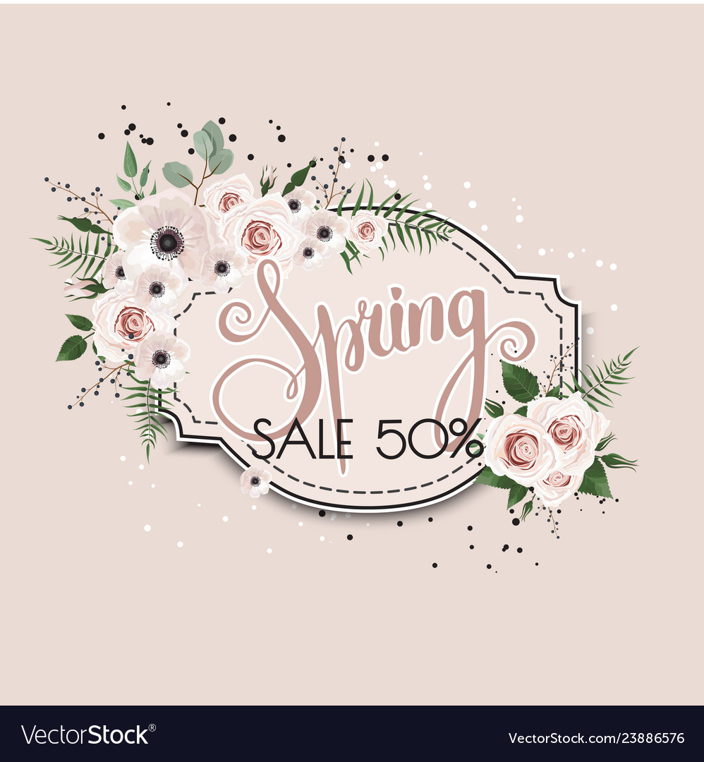 Spring sale background with beautiful flowers