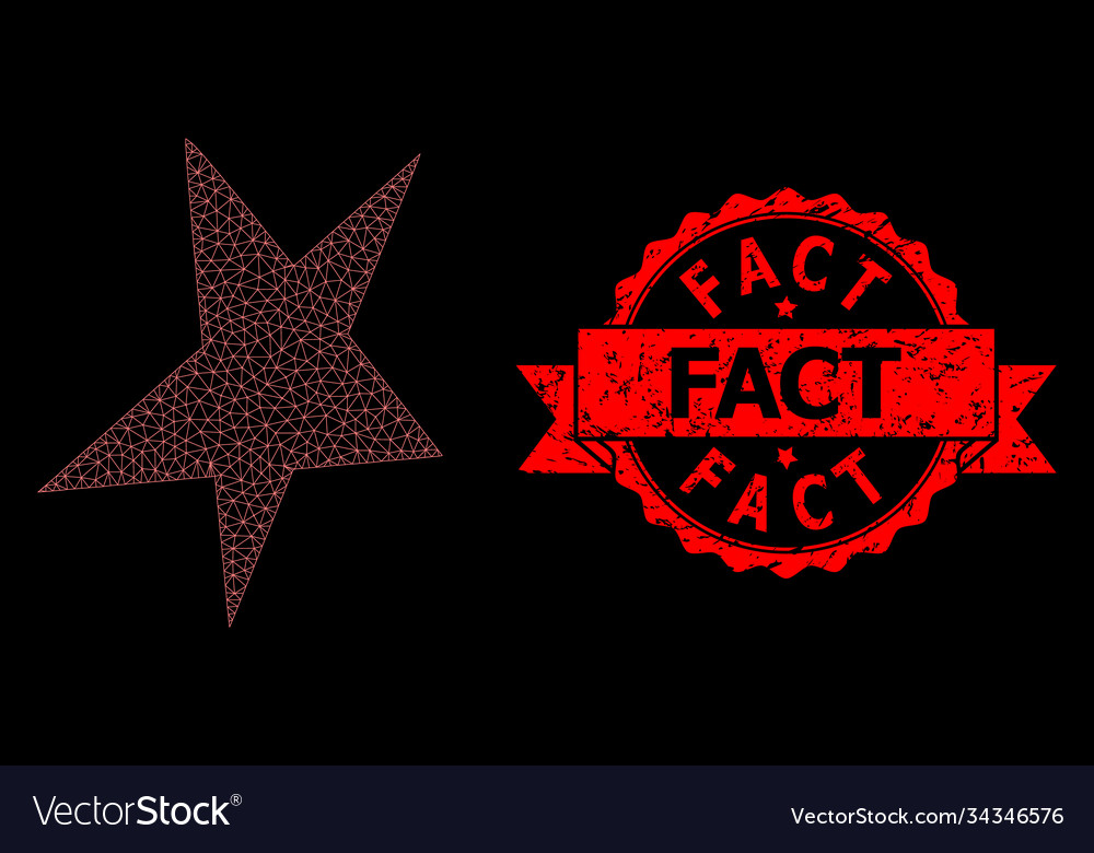 Textured fact stamp seal and web network vector image Textured fact stamp seal and web network