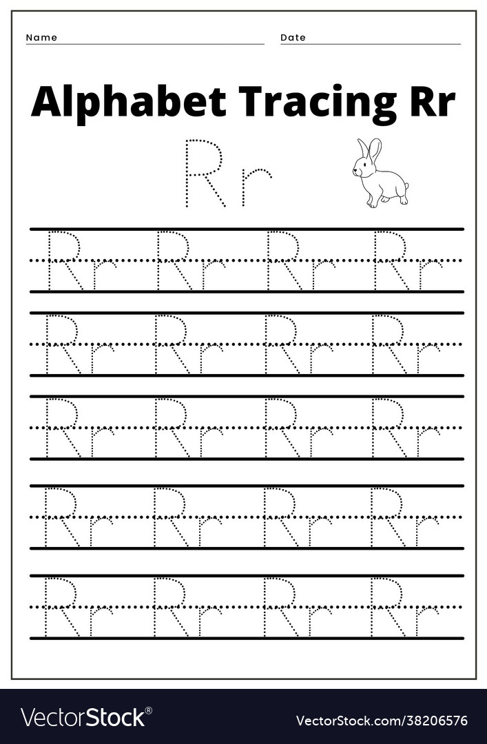 Tracing alphabet rr Royalty Free Vector Image - VectorStock