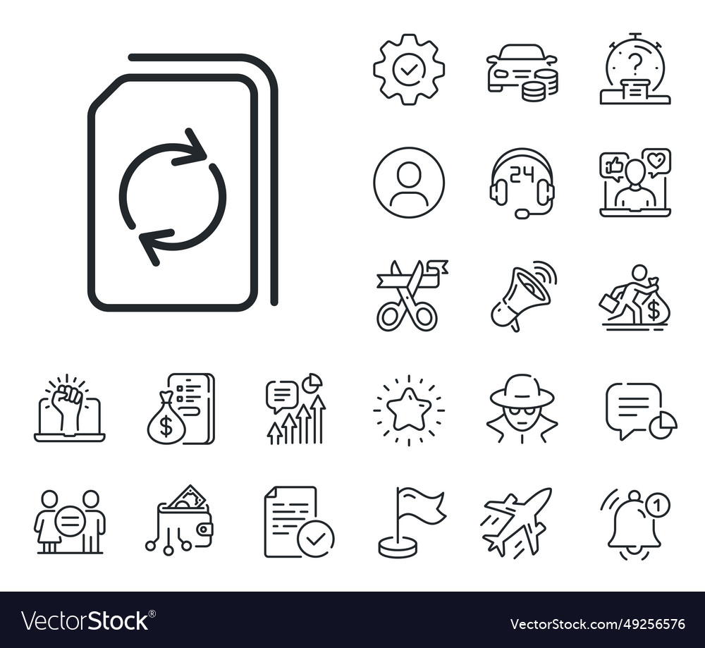 Update document line icon refresh file sign vector image Update document line icon refresh file sign