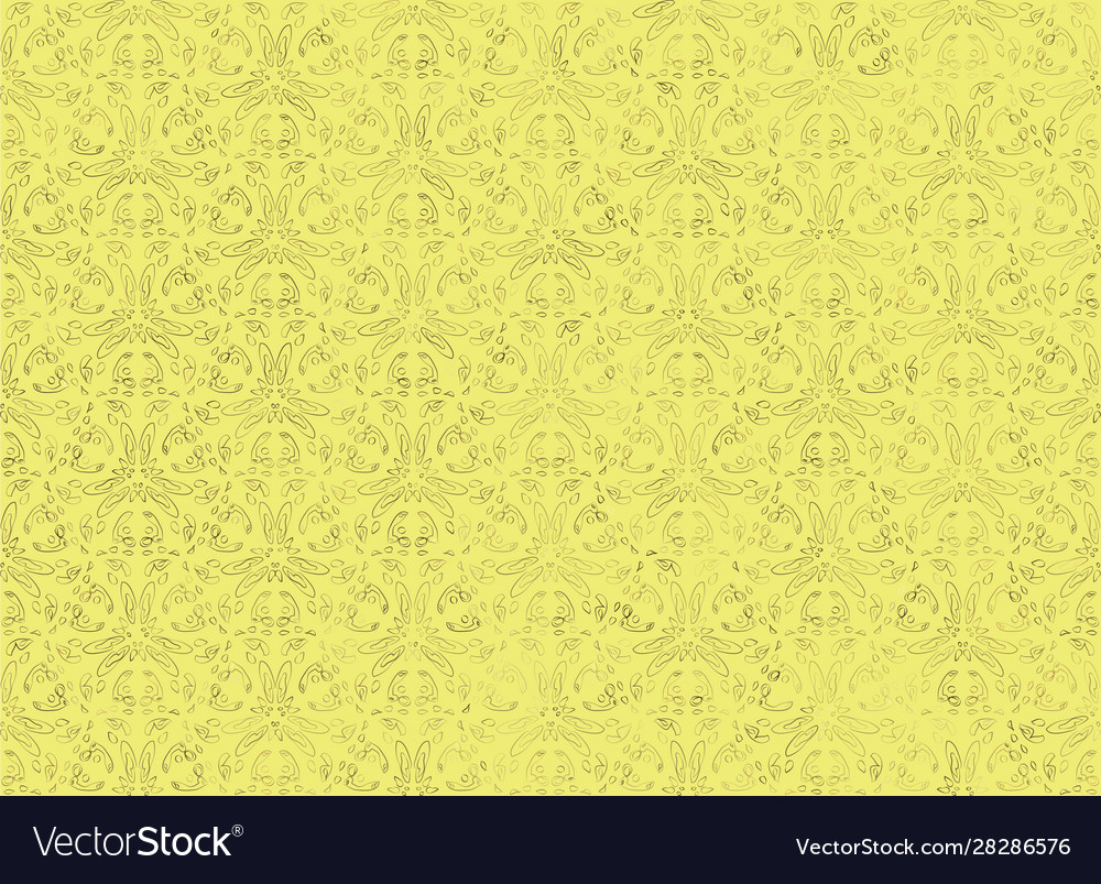 Yellow abstract background with floral ornament