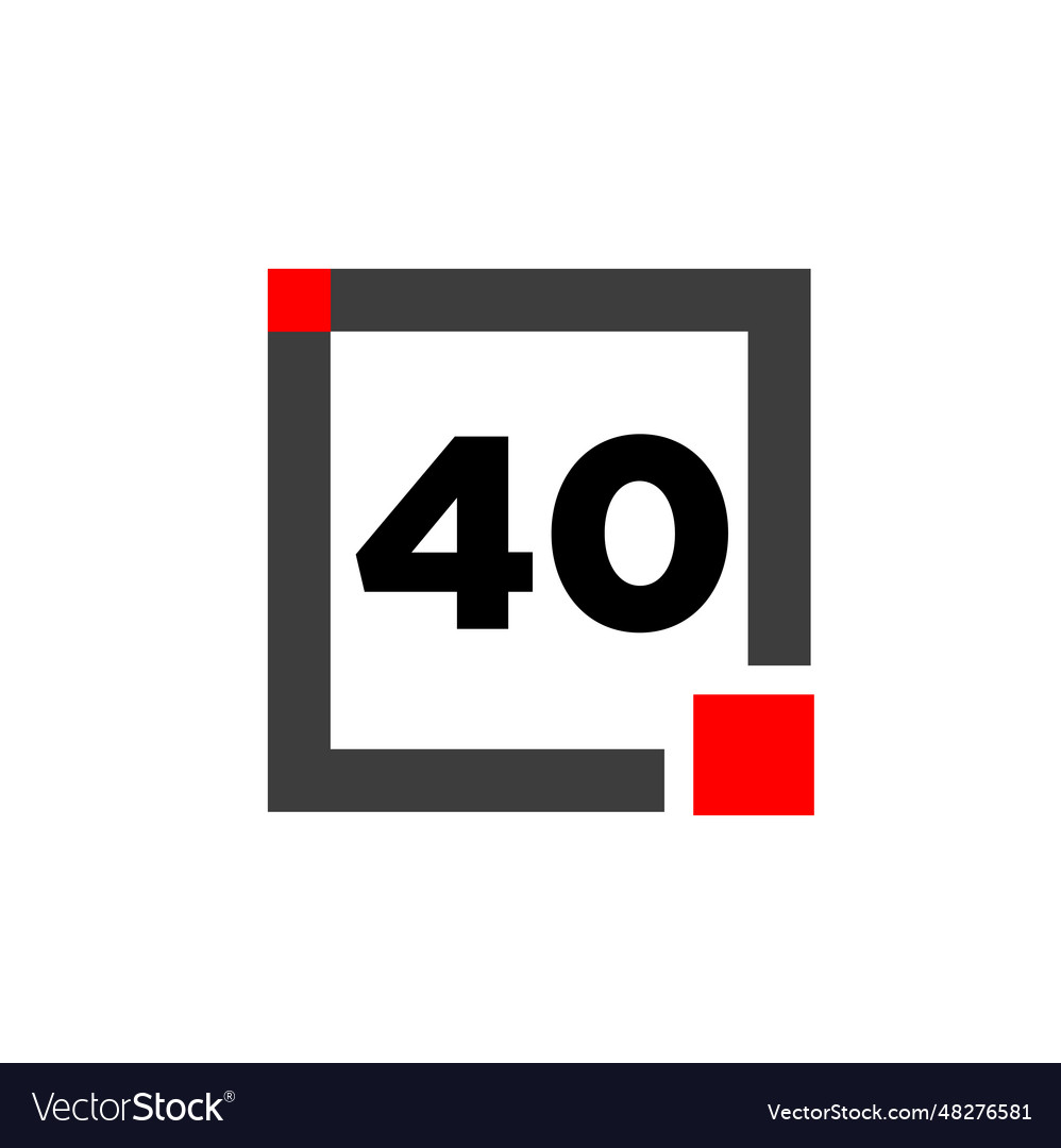 40 number with square icon dot monogram