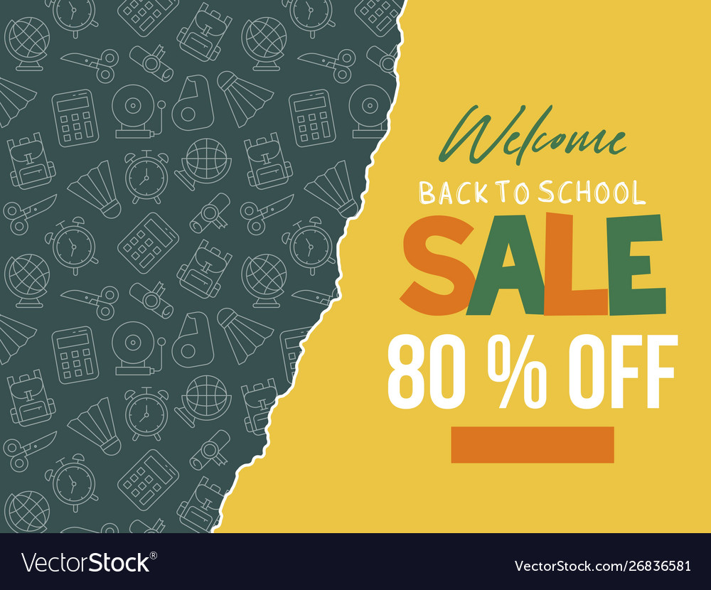 Back to school supplies sale poster royalty free vector