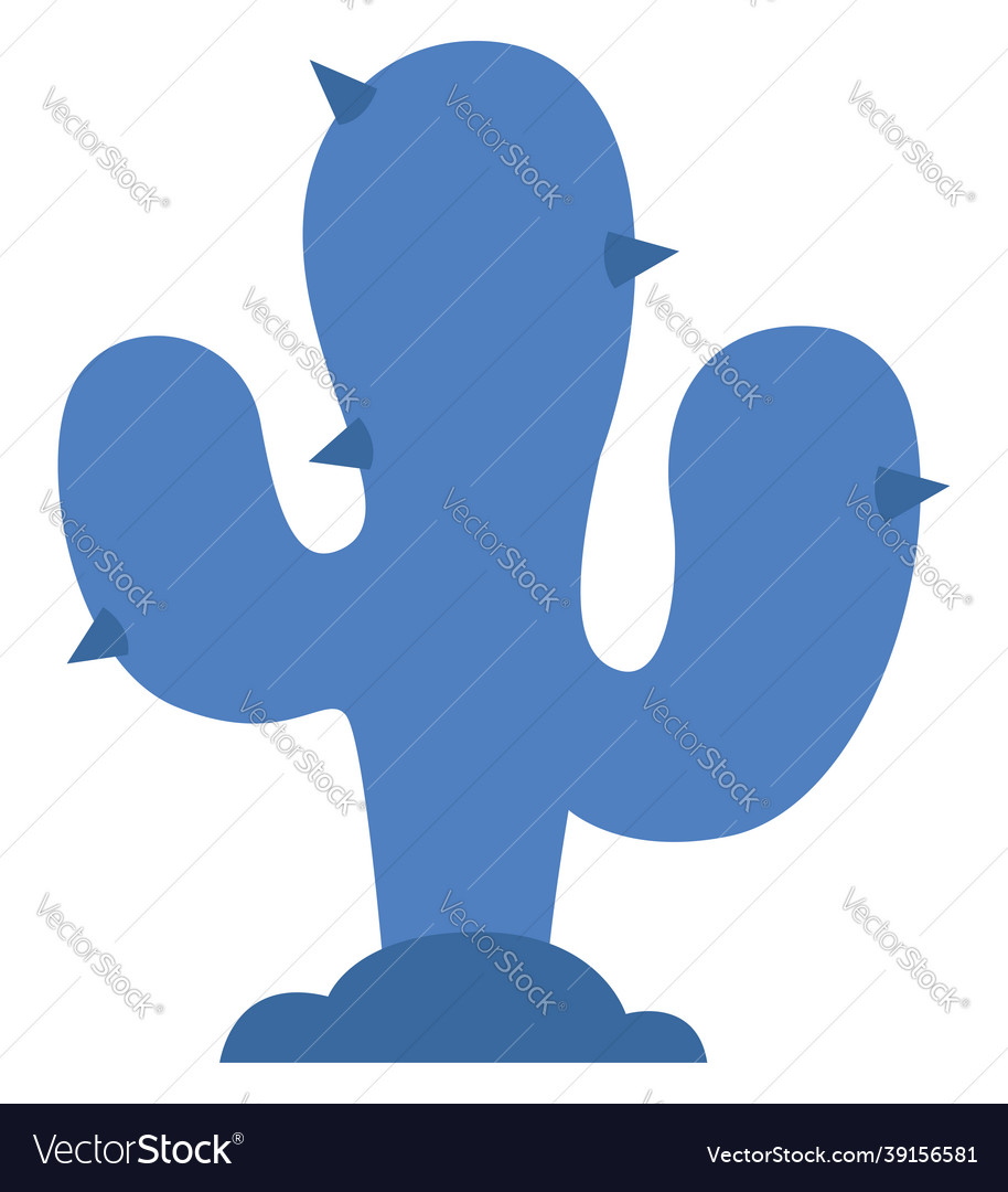 Blue cactus icon on white background Royalty Free Vector