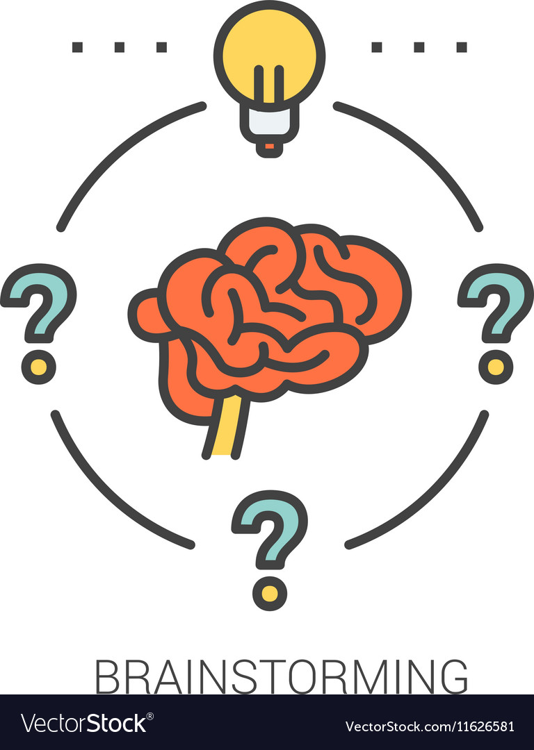 Brainstorming Line Icons Royalty Free Vector Image