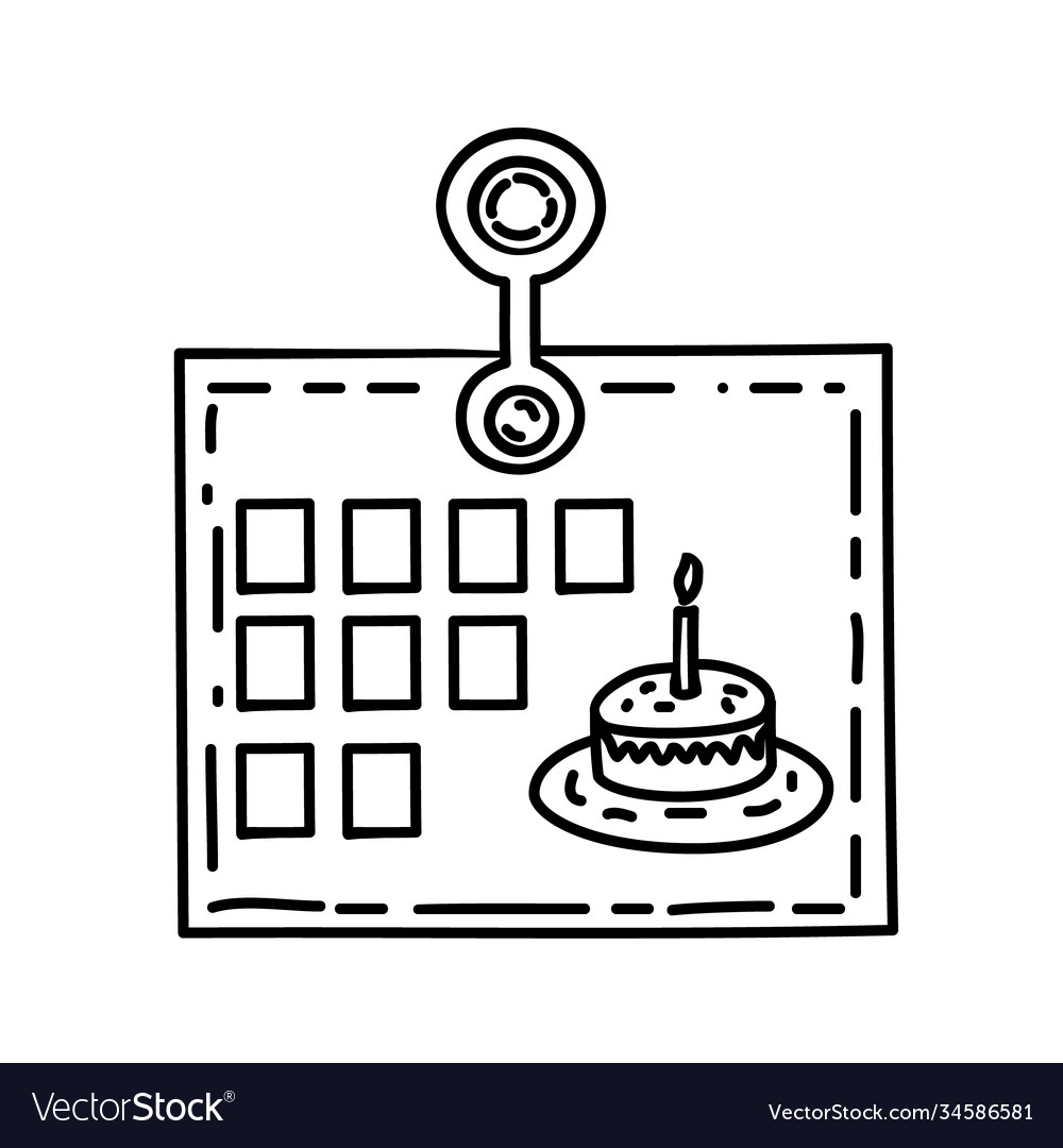 Calendar icon doddle hand drawn or black outline