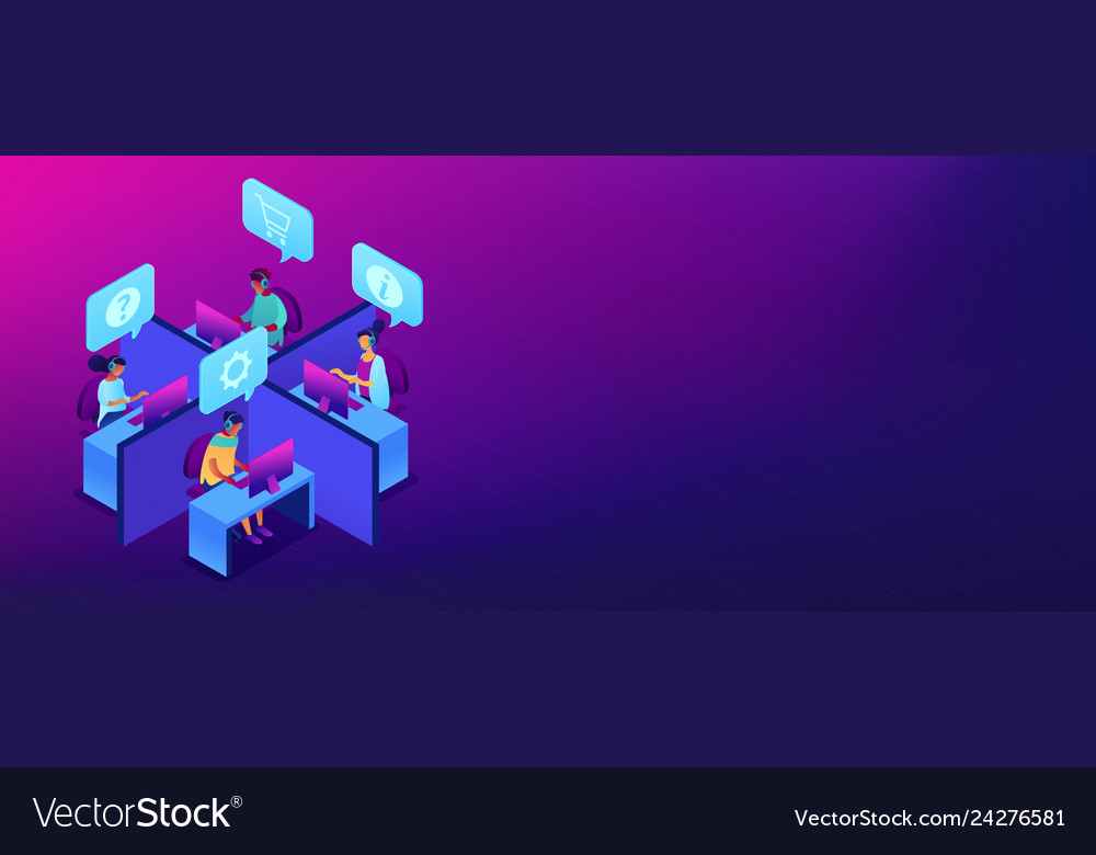 Call center isometric 3d banner header