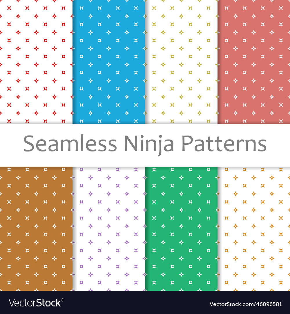 Colored seamless ninja patterns set