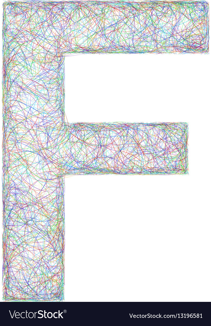 Colorful sketch font design - letter F Royalty Free Vector